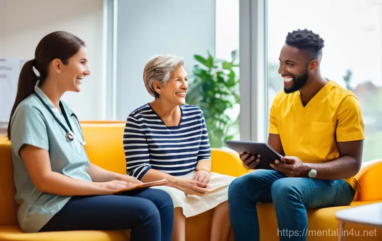 정신건강 분야 자격증 취득 절차 - **Image Prompt 1: Diverse Mental Health Professionals in Action**
    A diverse group of mental heal...