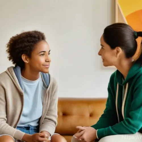 Home 15 정신건강 분야 자격증 종류 - **Image Prompt: The Empathetic Listener**
A warmly lit, cozy counseling room features a kind-fac...