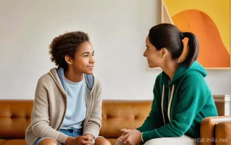 정신건강 분야 자격증 종류 - **Image Prompt: The Empathetic Listener**
A warmly lit, cozy counseling room features a kind-fac...